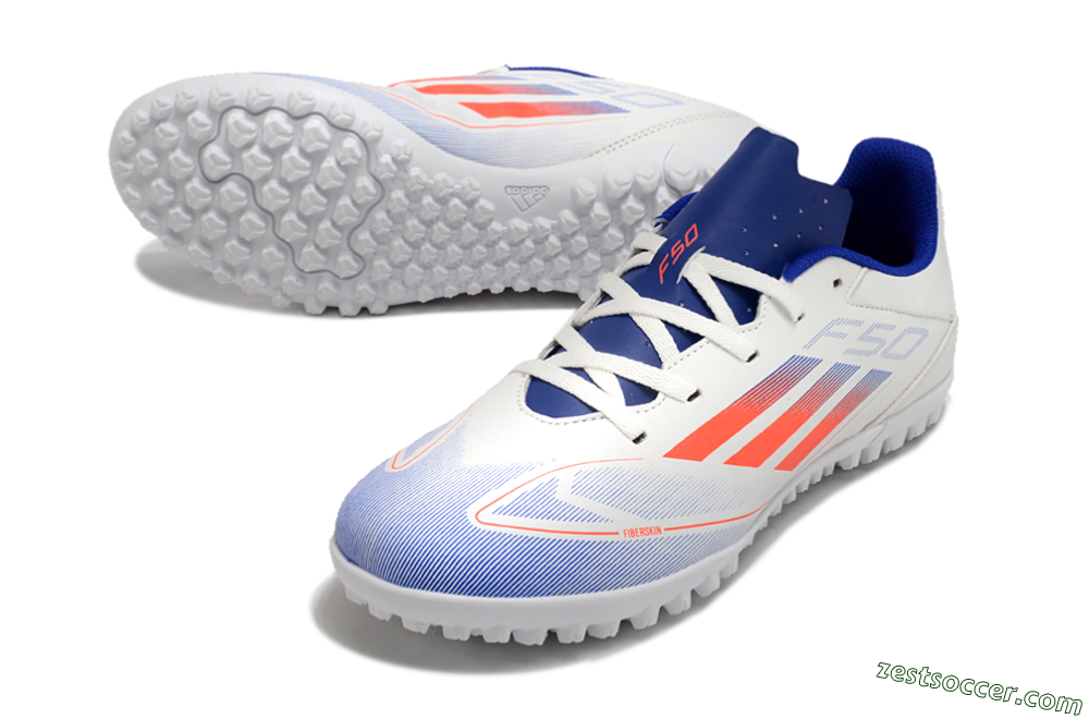 Adidas F50 Club TF Low-Tops Soccer Shoes - White/Blue/Red 3