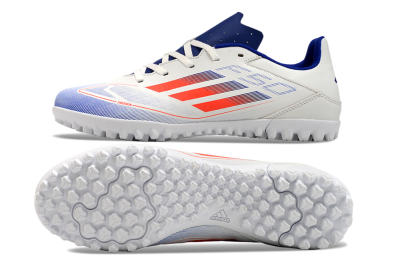 Adidas F50 Club TF Low-Tops Soccer Shoes - White/Blue/Red