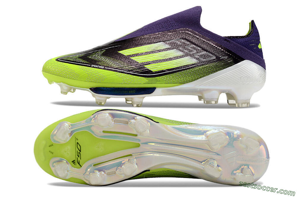 Adidas F50+ Lightstrike Pro Laceless FG Low-Tops Soccer Cleats - Purple/Yellow/White 1