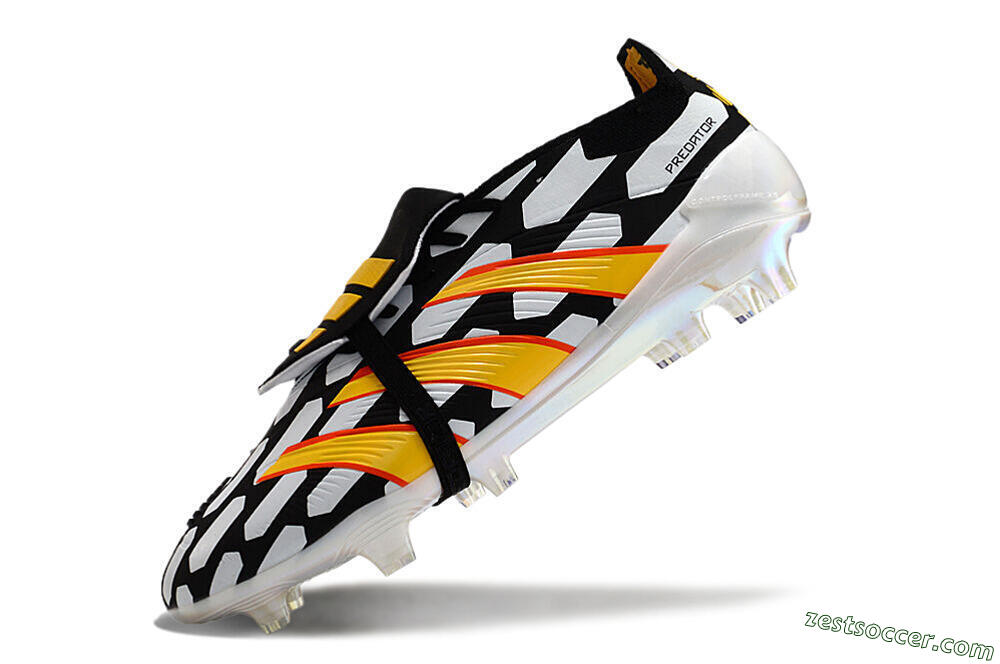 Adidas Predator Elite Foldover Tongue FG Low-Tops Soccer Cleats - Black/White/Yellow 5