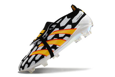 Adidas Predator Elite Foldover Tongue FG Low-Tops Soccer Cleats - Black/White/Yellow