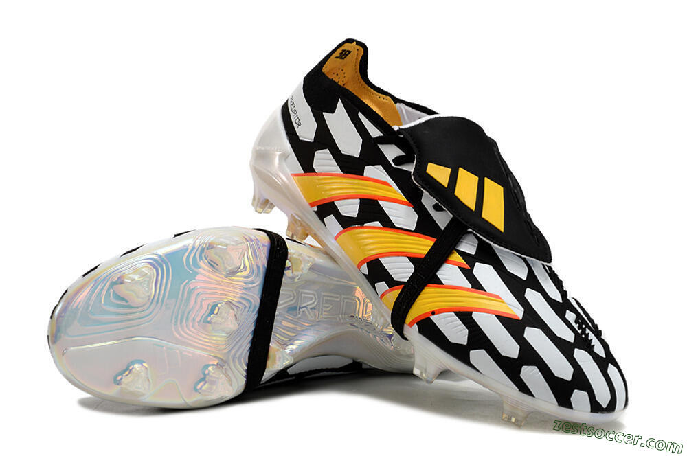Adidas Predator Elite Foldover Tongue FG Low-Tops Soccer Cleats - Black/White/Yellow 3
