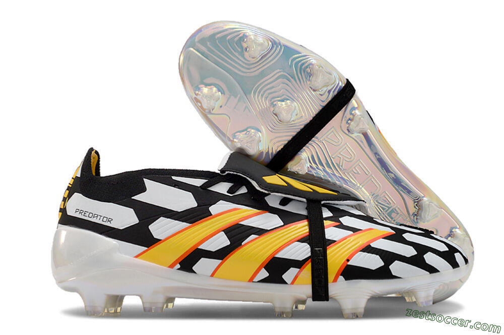 Adidas Predator Elite Foldover Tongue FG Low-Tops Soccer Cleats - Black/White/Yellow 0