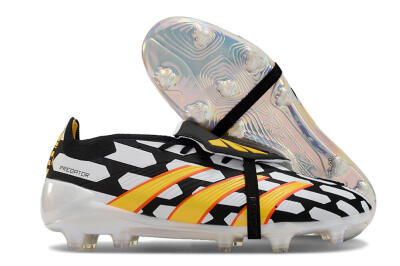 Adidas Predator Elite Foldover Tongue FG Low-Tops Soccer Cleats - Black/White/Yellow
