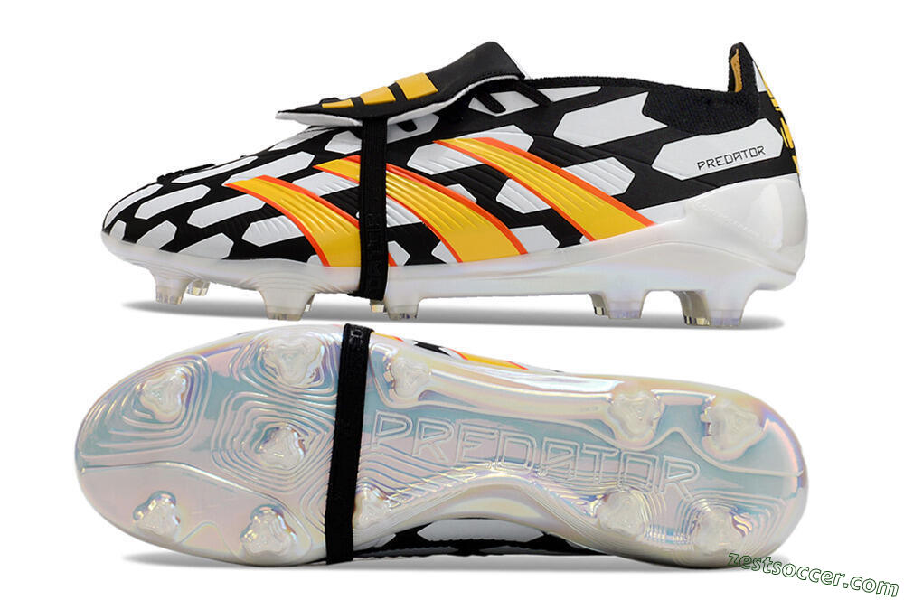 Adidas Predator Elite Foldover Tongue FG Low-Tops Soccer Cleats - Black/White/Yellow 1