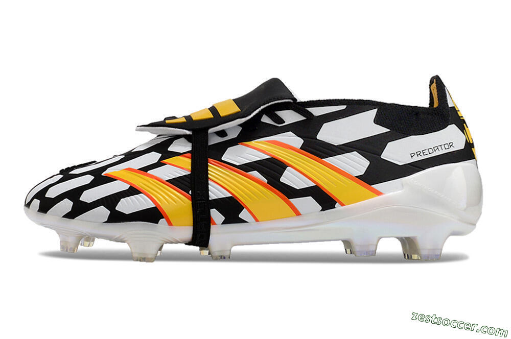 Adidas Predator Elite Foldover Tongue FG Low-Tops Soccer Cleats - Black/White/Yellow 2