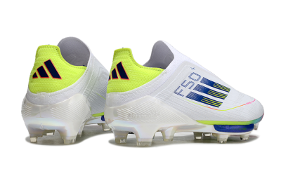 Adidas F50+ Lightstrike Pro Laceless FG Low-Tops Soccer Cleats - White/Blue/Yellow/Pink