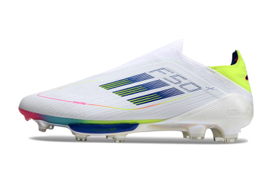 Adidas F50+ Lightstrike Pro Laceless FG Low-Tops Soccer Cleats - White/Blue/Yellow/Pink