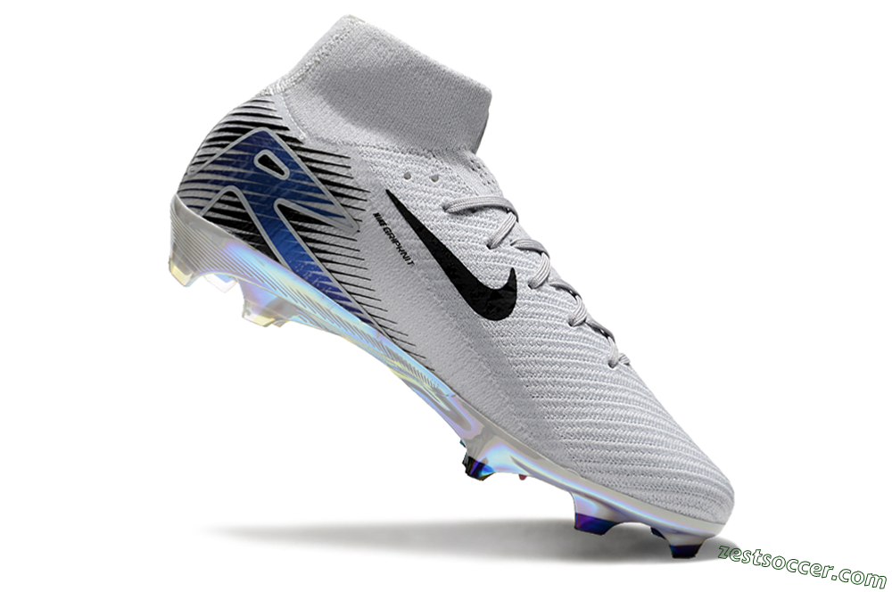 Nike Air Zoom Mercurial Superfly 10 Elite FG High-Tops Soccer Cleats - White/Black/Blue 4