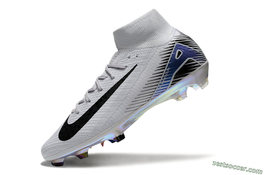 Nike Air Zoom Mercurial Superfly 10 Elite FG High-Tops Soccer Cleats - White/Black/Blue 5