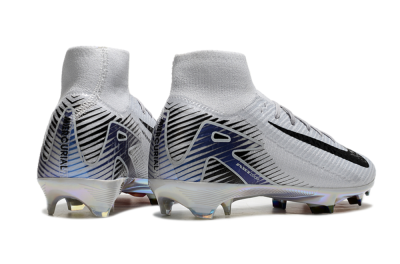 Nike Air Zoom Mercurial Superfly 10 Elite FG High-Tops Soccer Cleats - White/Black/Blue