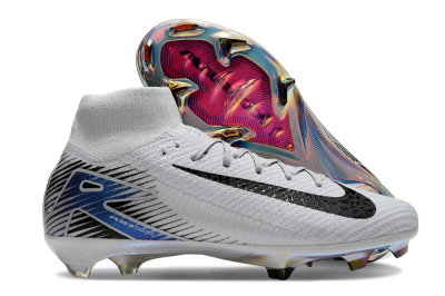 Nike Air Zoom Mercurial Superfly 10 Elite FG High-Tops Soccer Cleats - White/Black/Blue