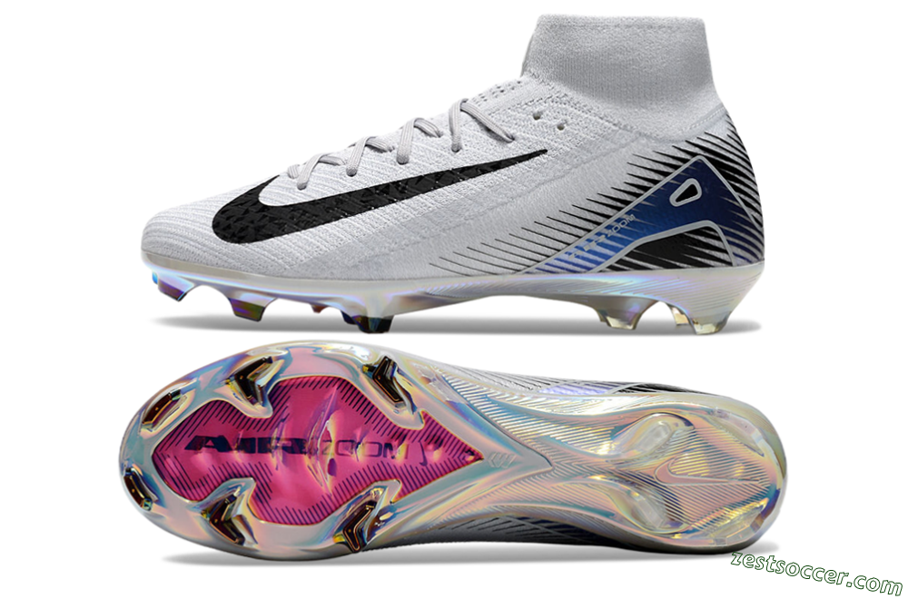 Nike Air Zoom Mercurial Superfly 10 Elite FG High-Tops Soccer Cleats - White/Black/Blue 1