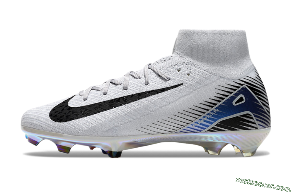 Nike Air Zoom Mercurial Superfly 10 Elite FG High-Tops Soccer Cleats - White/Black/Blue 2
