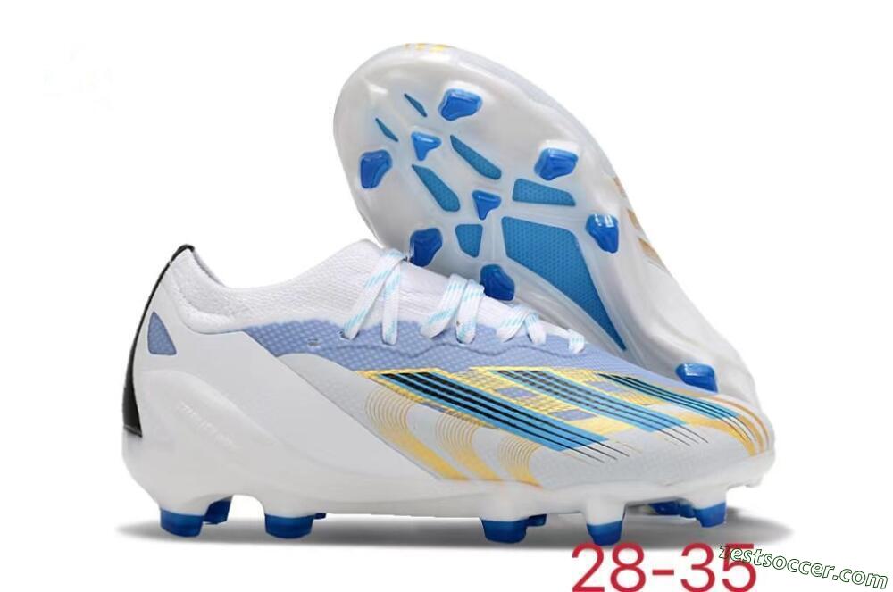 Adidas X Speedportal.1 FG Low-Tops Soccer Cleats - White/Blue/Gold 0