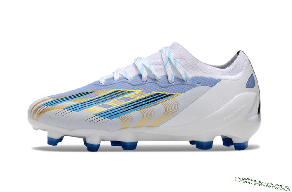 Adidas X Speedportal.1 FG Low-Tops Soccer Cleats - White/Blue/Gold 2