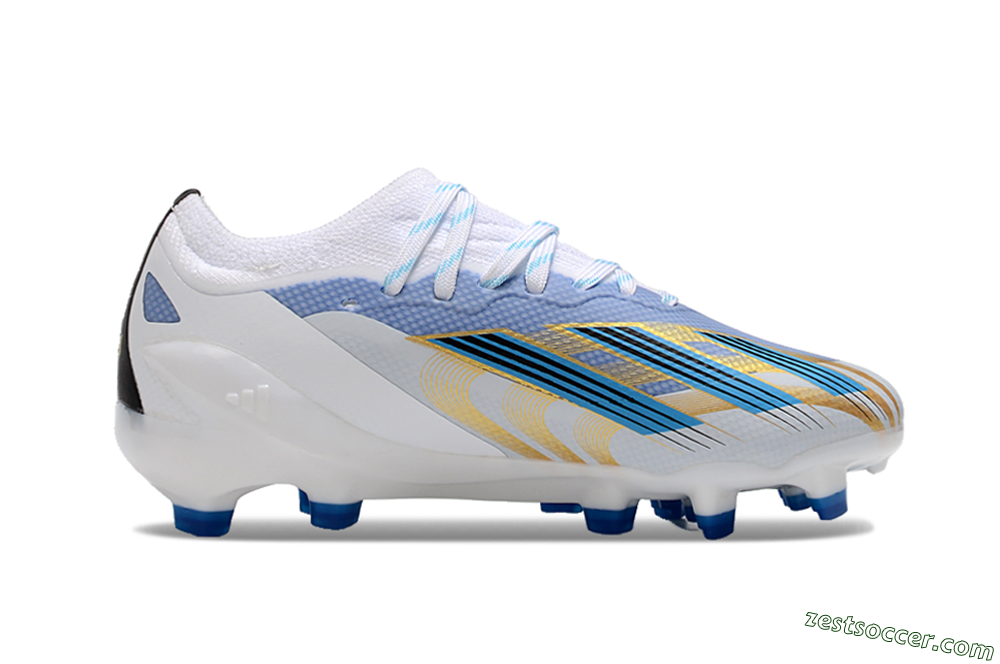 Adidas X Speedportal.1 FG Low-Tops Soccer Cleats - White/Blue/Gold 7
