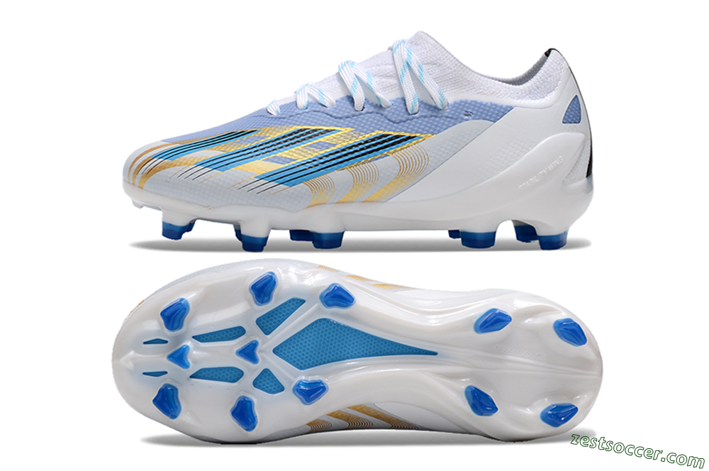 Adidas X Speedportal.1 FG Low-Tops Soccer Cleats - White/Blue/Gold 1