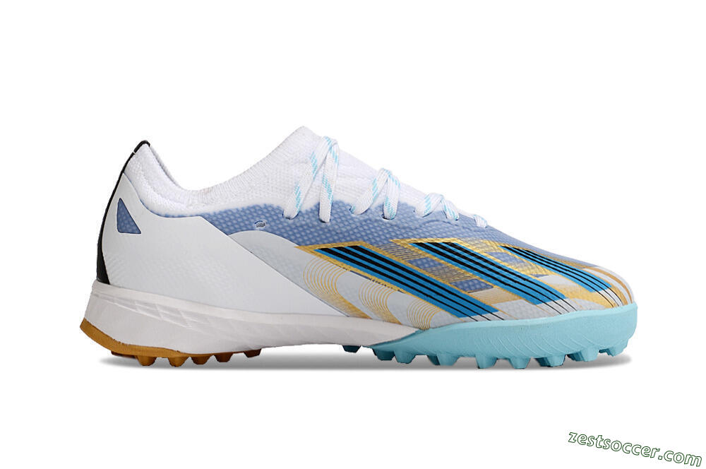 Adidas X Speedportal.1 TF Low-Tops Soccer Shoes - White/Gold/Blue 6