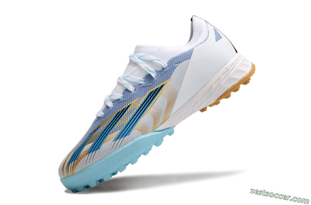 Adidas X Speedportal.1 TF Low-Tops Soccer Shoes - White/Gold/Blue 5