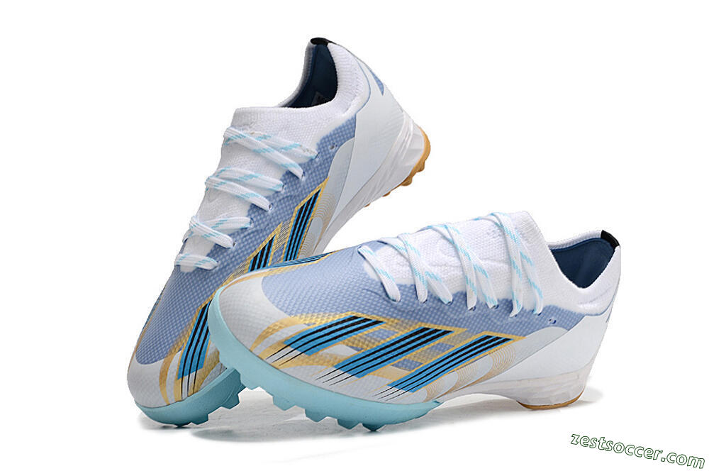 Adidas X Speedportal.1 TF Low-Tops Soccer Shoes - White/Gold/Blue 3