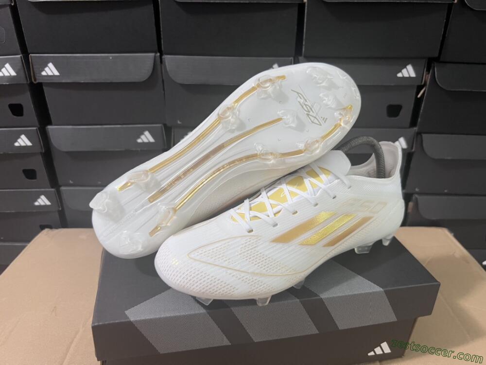 Adidas F50 Adizero FG Low-Tops Soccer Cleats - White/Gold