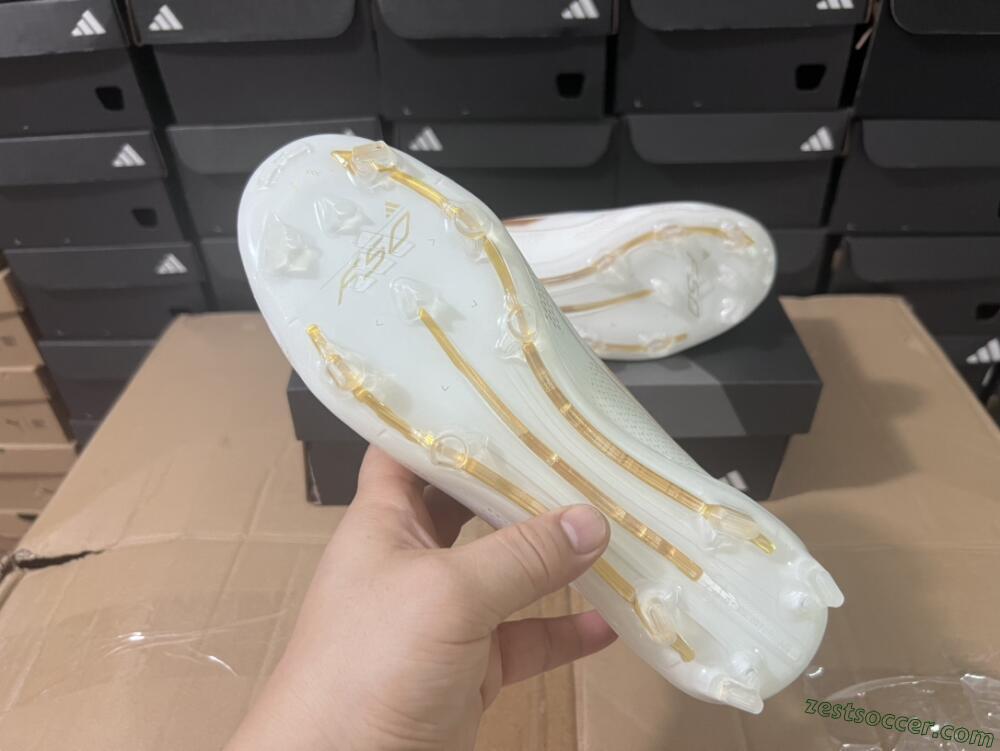 Adidas F50+ Adizero FG Low-Tops Soccer Cleats - White/Gold