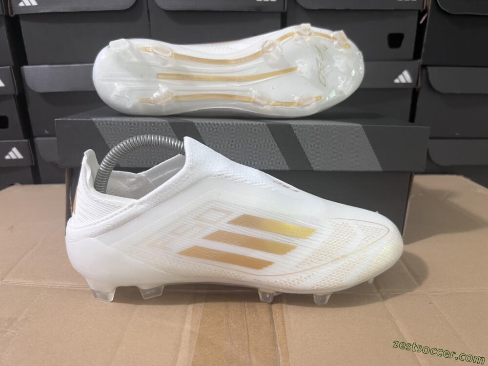 Adidas F50+ Adizero FG Low-Tops Soccer Cleats - White/Gold