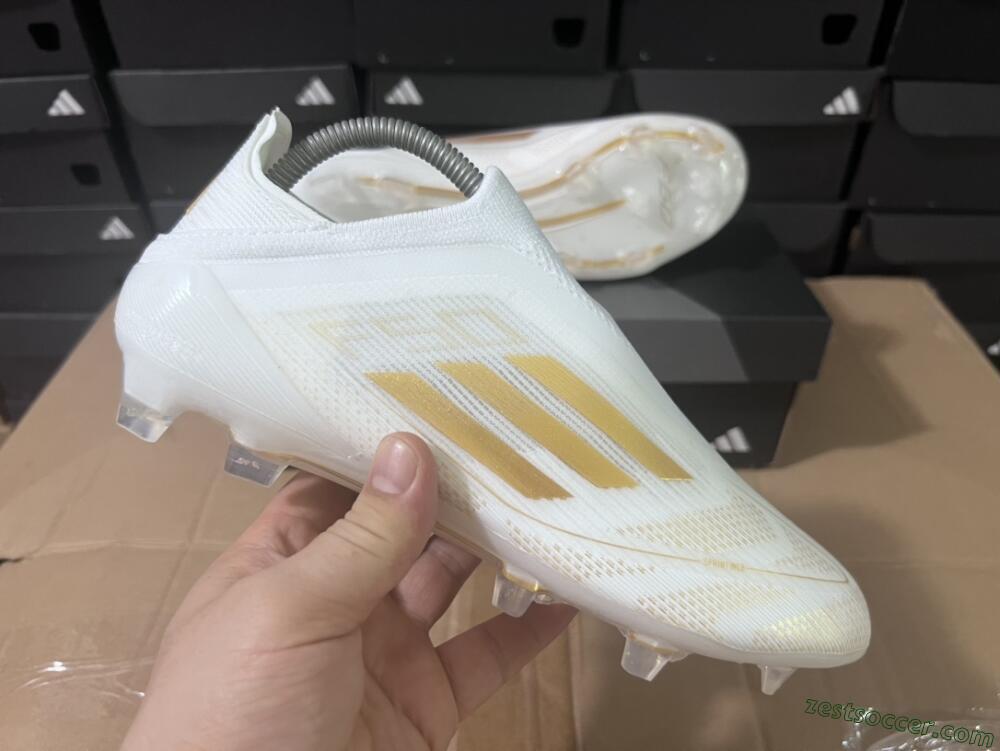 Adidas F50+ Adizero FG Low-Tops Soccer Cleats - White/Gold