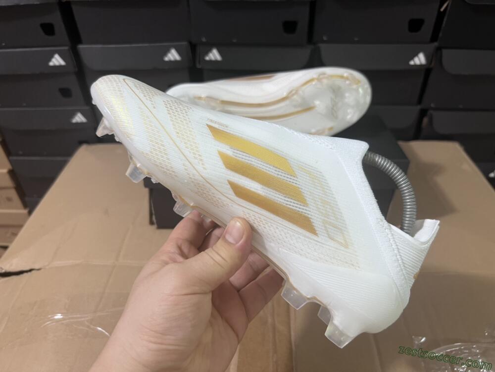 Adidas F50+ Adizero FG Low-Tops Soccer Cleats - White/Gold