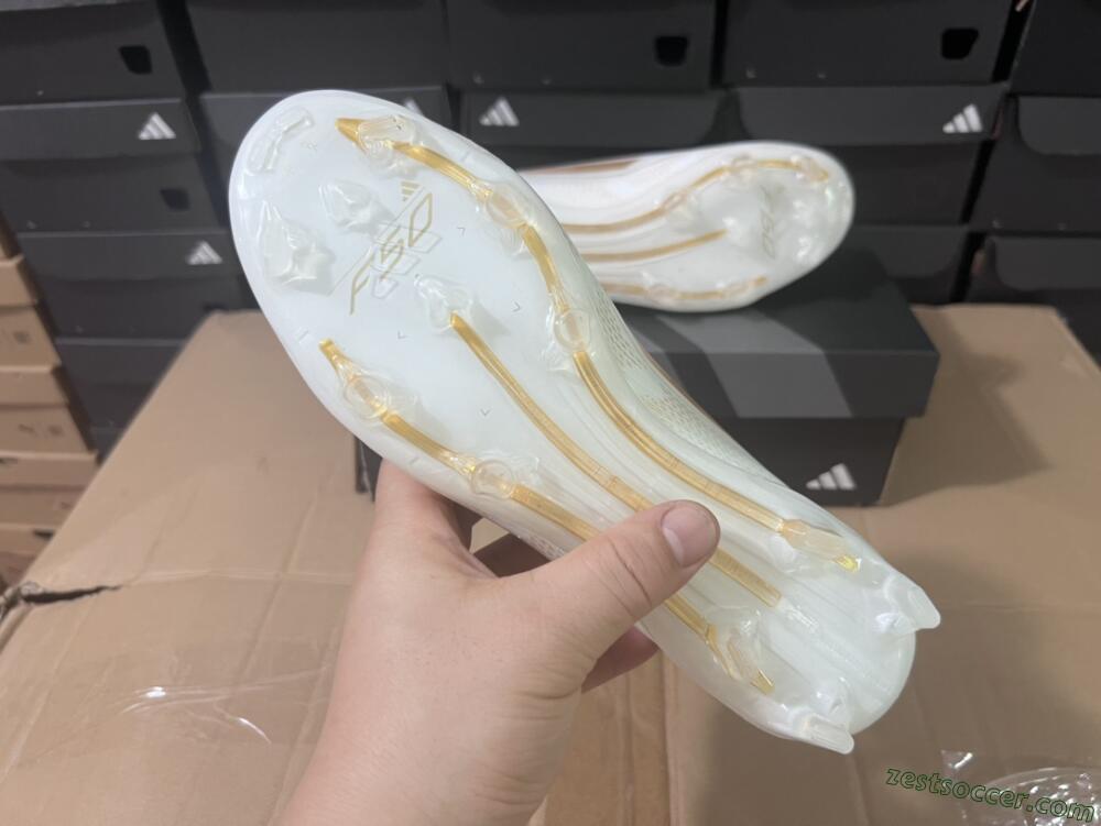 Adidas F50+ Adizero FG Low-Tops Soccer Cleats - White/Gold