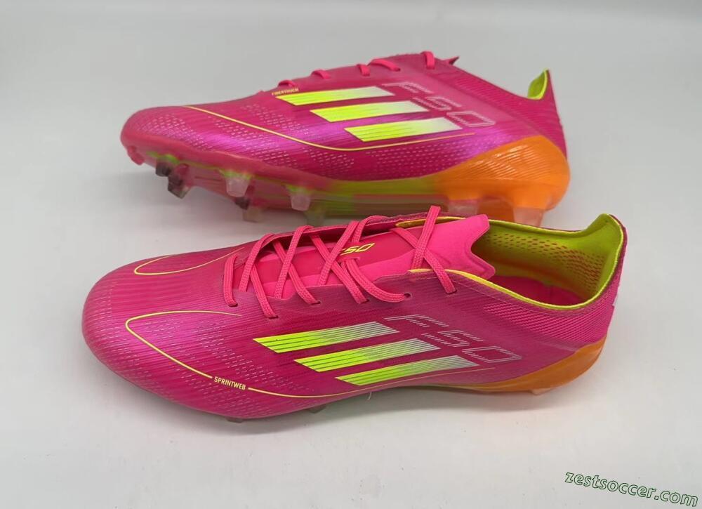Adidas F50 Elite FG Low-Tops Soccer Cleats - Pink/Yellow/Orange