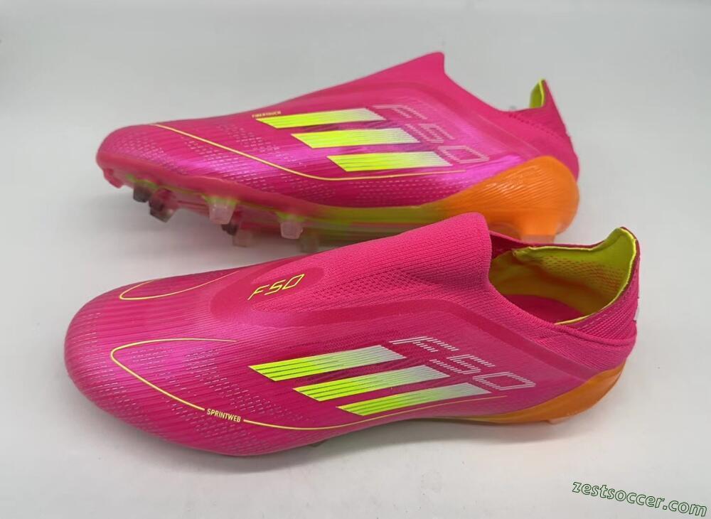 Adidas F50 Elite FG Low-Tops Soccer Cleats - Pink/Yellow/Orange