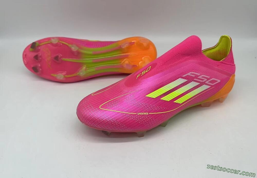 Adidas F50 Elite FG Low-Tops Soccer Cleats - Pink/Yellow/Orange