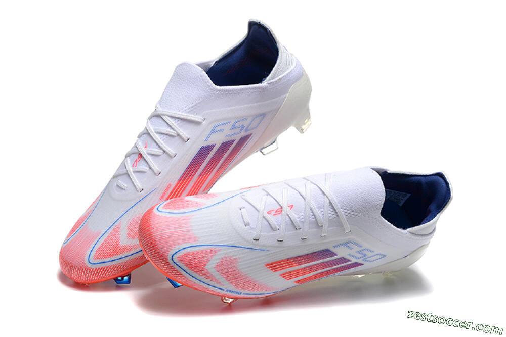 Adidas F50 Elite FG Low-Tops Soccer Cleats - White/Red/Blue 3