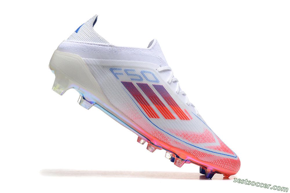 Adidas F50 Elite FG Low-Tops Soccer Cleats - White/Red/Blue 4
