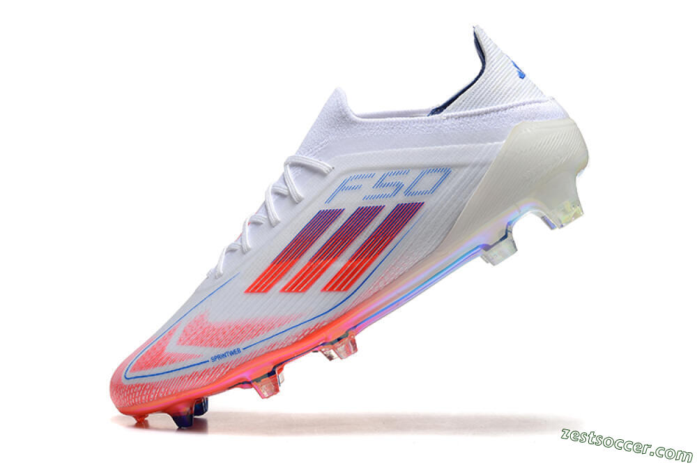 Adidas F50 Elite FG Low-Tops Soccer Cleats - White/Red/Blue 5