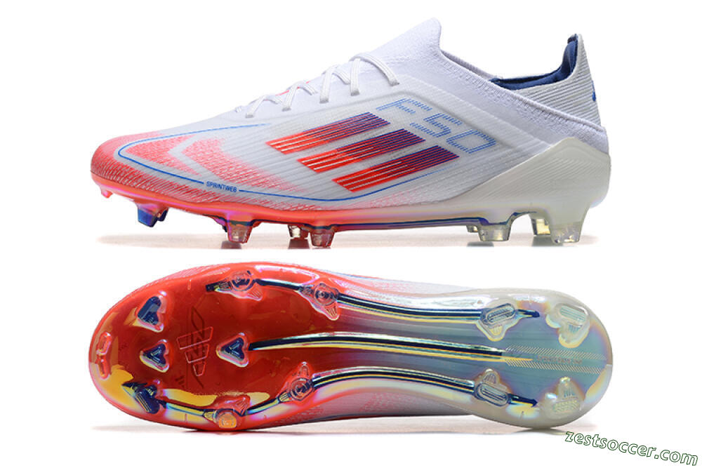 Adidas F50 Elite FG Low-Tops Soccer Cleats - White/Red/Blue 1