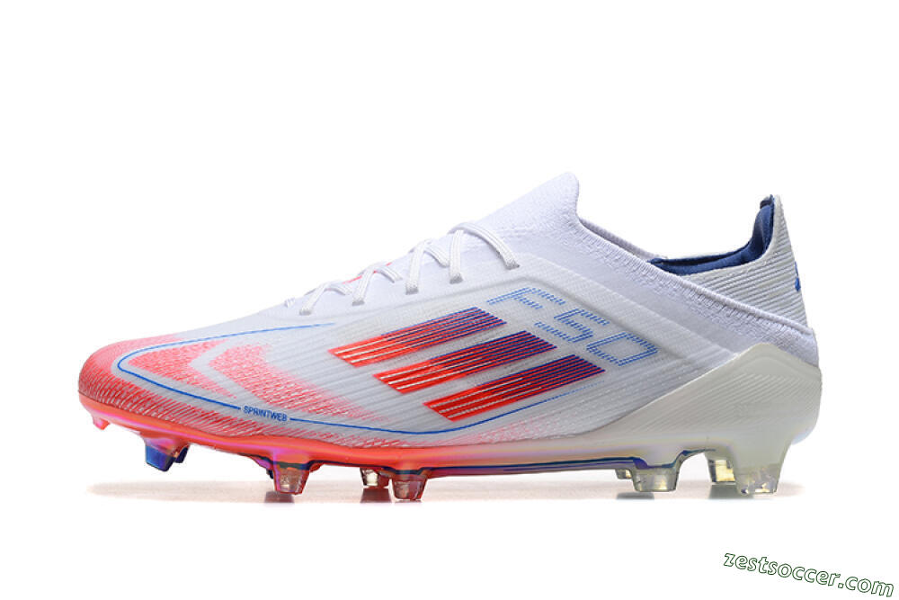 Adidas F50 Elite FG Low-Tops Soccer Cleats - White/Red/Blue 2