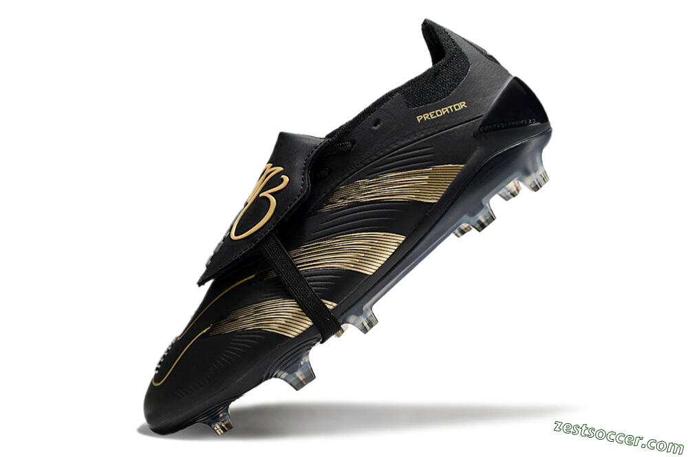 Adidas Predator Elite Foldover Tongue FG Low-Tops Soccer Cleats - Black/Gold/Blue 5