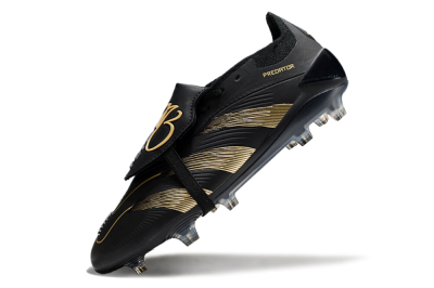 Adidas Predator Elite Foldover Tongue FG Low-Tops Soccer Cleats - Black/Gold/Blue