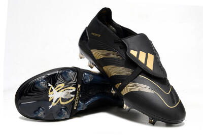 Adidas Predator Elite Foldover Tongue FG Low-Tops Soccer Cleats - Black/Gold/Blue