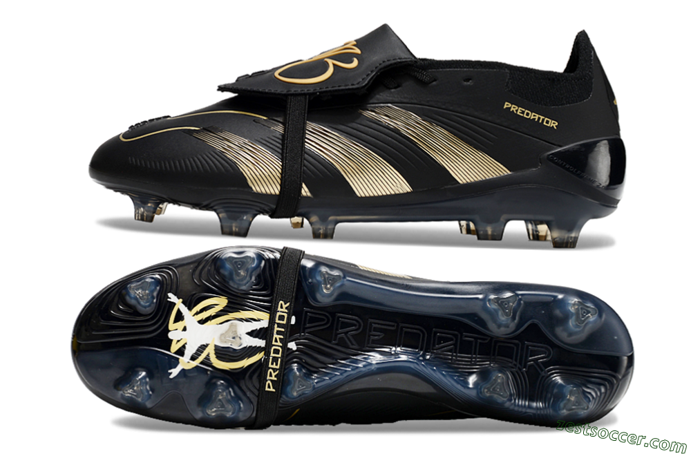 Adidas Predator Elite Foldover Tongue FG Low-Tops Soccer Cleats - Black/Gold/Blue 1