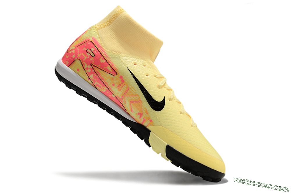 Nike Air Zoom Mercurial Superfly 10 Elite TF High-Tops Soccer Shoes - Yellow/Pink/Black 4
