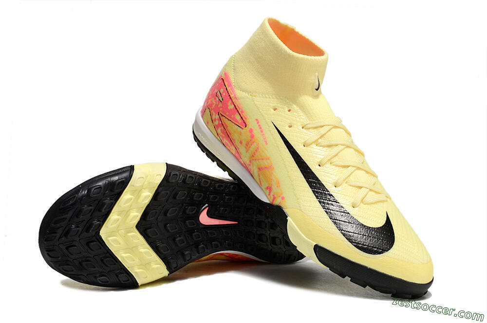 Nike Air Zoom Mercurial Superfly 10 Elite TF High-Tops Soccer Shoes - Yellow/Pink/Black 3