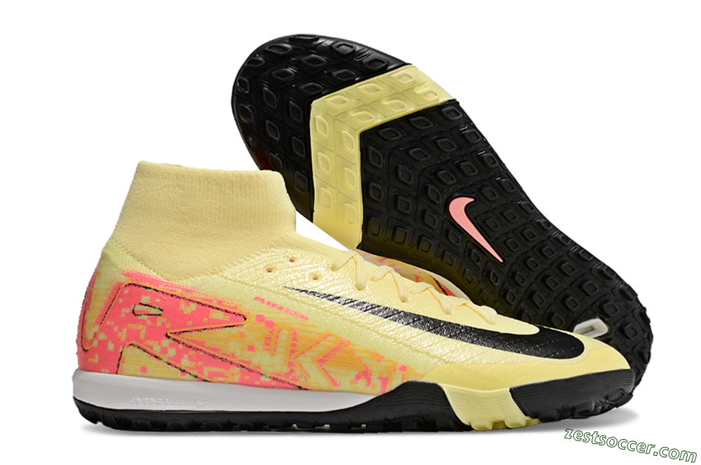 Nike Air Zoom Mercurial Superfly 10 Elite TF High-Tops Soccer Shoes - Yellow/Pink/Black 0