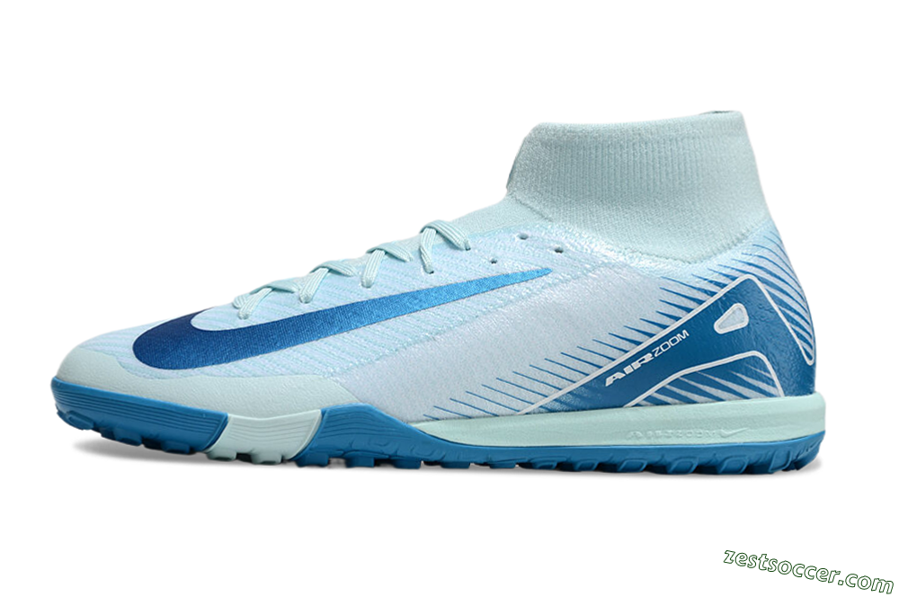 Nike Air Zoom Mercurial Superfly 10 Elite TF High-Tops Soccer Shoes - Jade/Blue/White 2