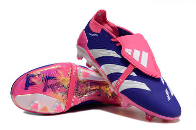 Adidas Predator Elite Foldover Tongue FG Low-Tops Soccer Cleats - Blue/White/Pink/Gold