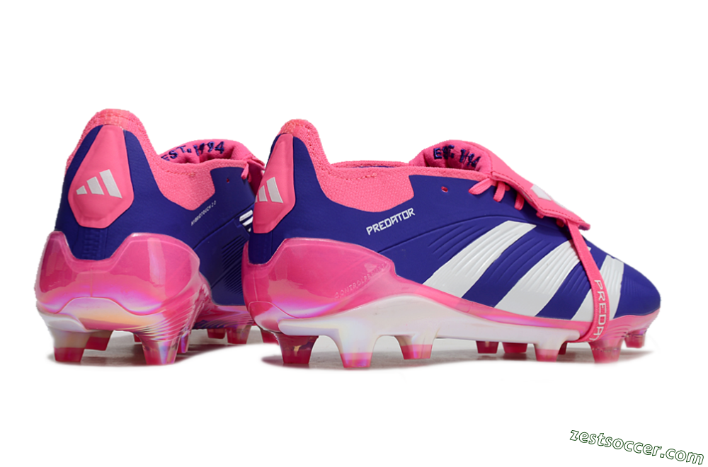 Adidas Predator Elite Foldover Tongue FG Low-Tops Soccer Cleats - Blue/White/Pink/Gold 6