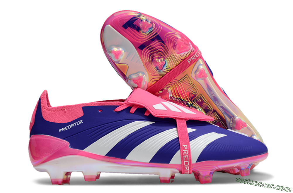 Adidas Predator Elite Foldover Tongue FG Low-Tops Soccer Cleats - Blue/White/Pink/Gold 0